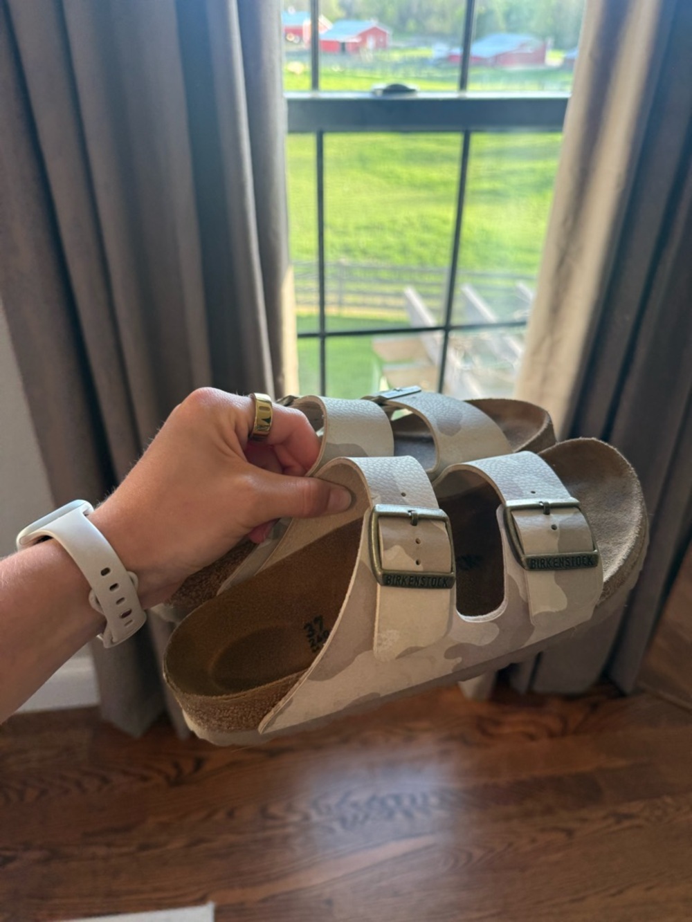 Birkenstock Arizona Twin Buckle Sandal - White Camo